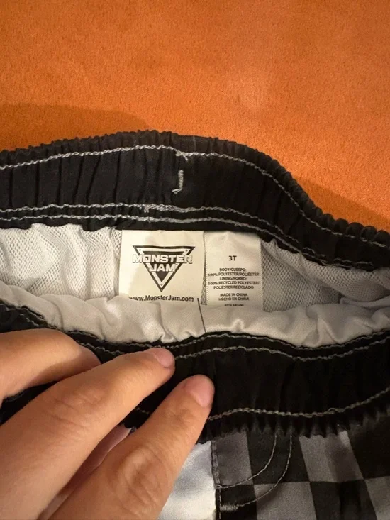 Monster Jam Swim Trunks Boys 3T Toro Loco Grave Digger Checkered NWOT - Picture 2 of 3